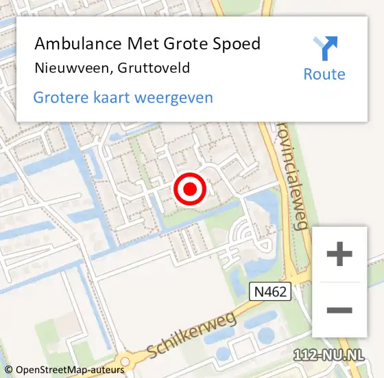 Locatie op kaart van de 112 melding: Ambulance Met Grote Spoed Naar Nieuwveen, Gruttoveld op 26 februari 2017 21:57