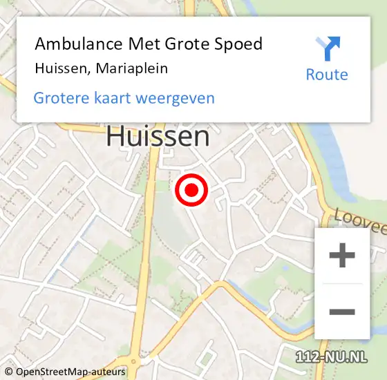 Locatie op kaart van de 112 melding: Ambulance Met Grote Spoed Naar Huissen, Mariaplein op 26 februari 2017 22:53