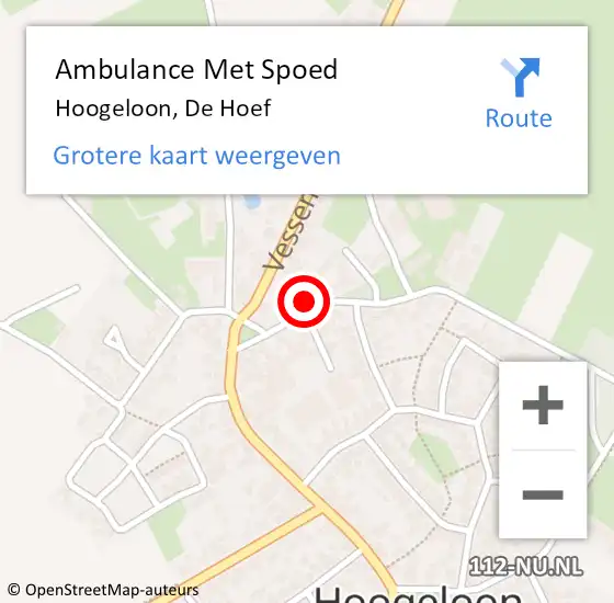 Locatie op kaart van de 112 melding: Ambulance Met Spoed Naar Hoogeloon, De Hoef op 26 februari 2017 23:31