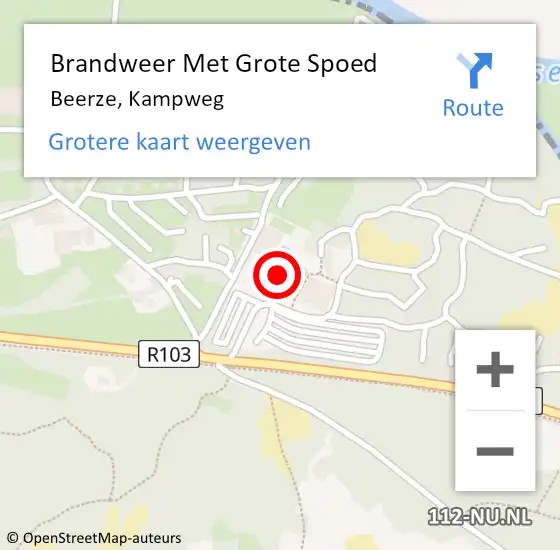 Locatie op kaart van de 112 melding: Brandweer Met Grote Spoed Naar Beerze, Kampweg op 6 september 2013 19:28