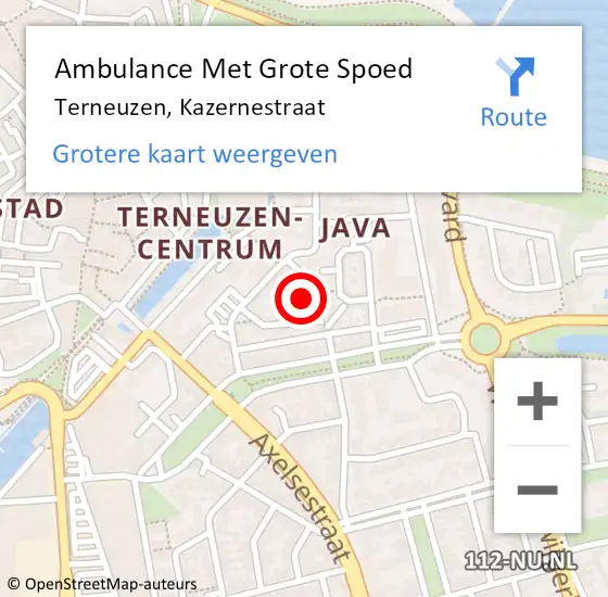 Locatie op kaart van de 112 melding: Ambulance Met Grote Spoed Naar Terneuzen, Kazernestraat op 27 februari 2017 03:20