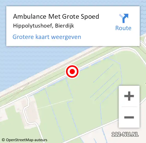 Locatie op kaart van de 112 melding: Ambulance Met Grote Spoed Naar Hippolytushoef, Bierdijk op 27 februari 2017 04:13