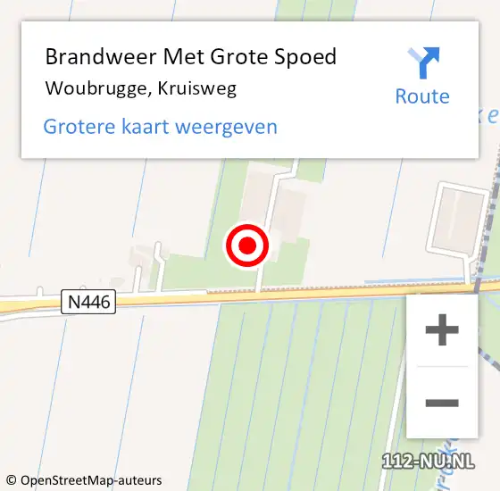 Locatie op kaart van de 112 melding: Brandweer Met Grote Spoed Naar Woubrugge, Kruisweg op 27 februari 2017 06:16