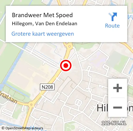 Locatie op kaart van de 112 melding: Brandweer Met Spoed Naar Hillegom, Van den Endelaan op 27 februari 2017 06:54