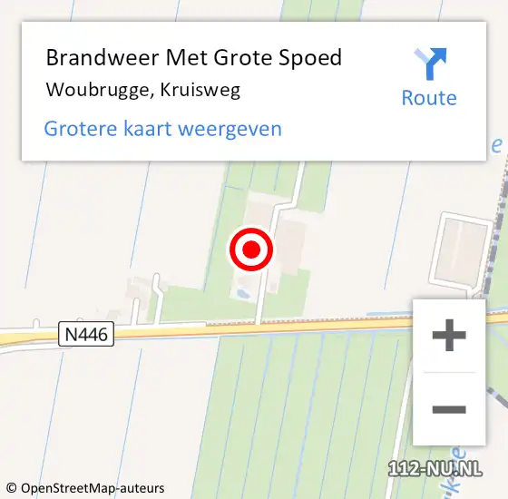 Locatie op kaart van de 112 melding: Brandweer Met Grote Spoed Naar Woubrugge, Kruisweg op 27 februari 2017 07:14