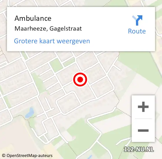 Locatie op kaart van de 112 melding: Ambulance Maarheeze, Gagelstraat op 27 februari 2017 07:17