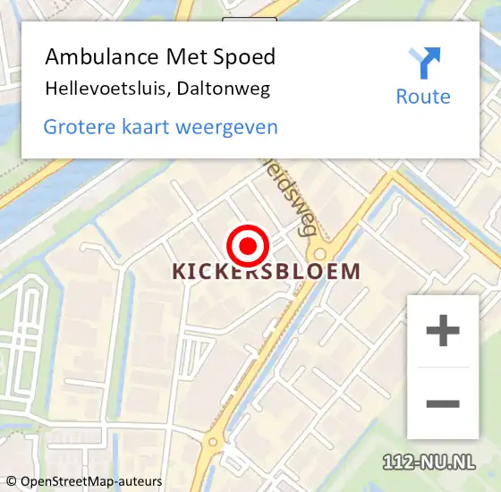 Locatie op kaart van de 112 melding: Ambulance Met Spoed Naar Hellevoetsluis, Daltonweg op 27 februari 2017 09:08