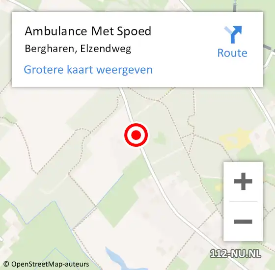 Locatie op kaart van de 112 melding: Ambulance Met Spoed Naar Bergharen, Elzendweg op 12 januari 2014 13:16