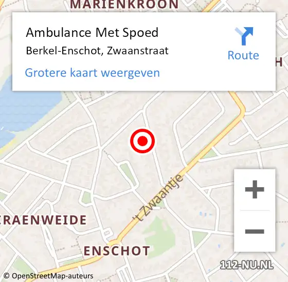 Locatie op kaart van de 112 melding: Ambulance Met Spoed Naar Berkel-Enschot, Zwaanstraat op 27 februari 2017 10:19