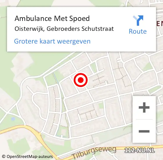 Locatie op kaart van de 112 melding: Ambulance Met Spoed Naar Oisterwijk, Gebroeders Schutstraat op 27 februari 2017 11:18