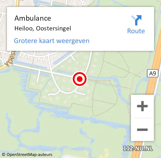 Locatie op kaart van de 112 melding: Ambulance Heiloo, Oostersingel op 27 februari 2017 11:26