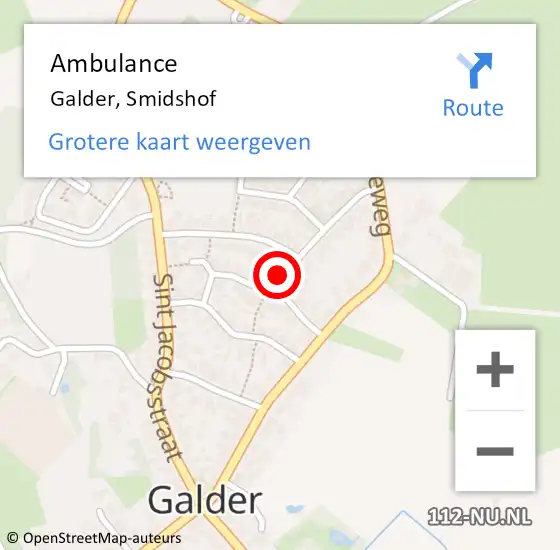 Locatie op kaart van de 112 melding: Ambulance Galder, Smidshof op 27 februari 2017 11:44