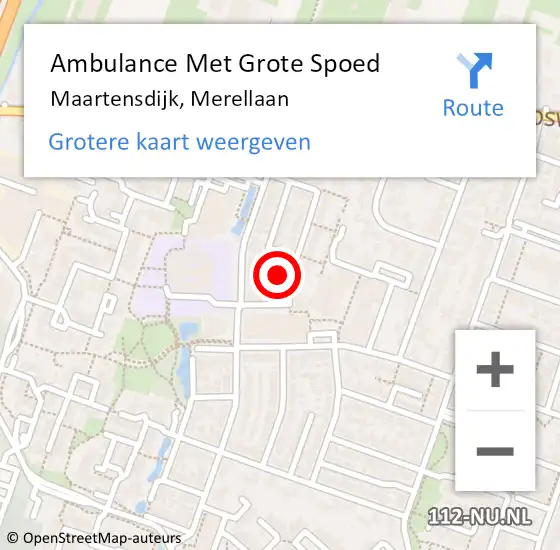 Locatie op kaart van de 112 melding: Ambulance Met Grote Spoed Naar Maartensdijk, Merellaan op 27 februari 2017 11:50