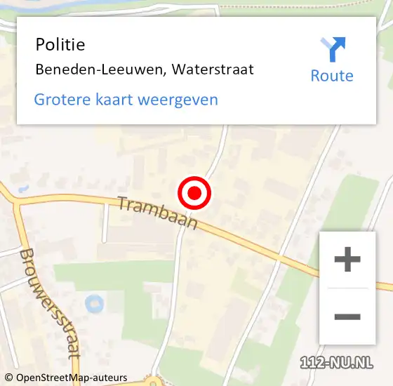 Locatie op kaart van de 112 melding: Politie Beneden-Leeuwen, Waterstraat op 27 februari 2017 12:06