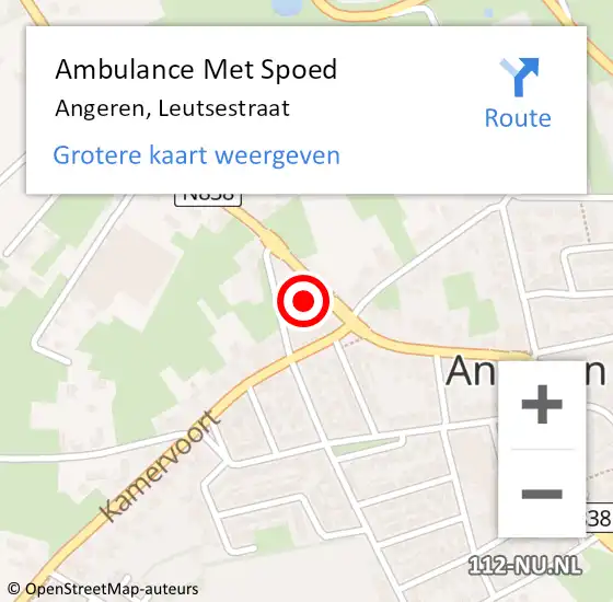 Locatie op kaart van de 112 melding: Ambulance Met Spoed Naar Angeren, Leutsestraat op 27 februari 2017 12:16