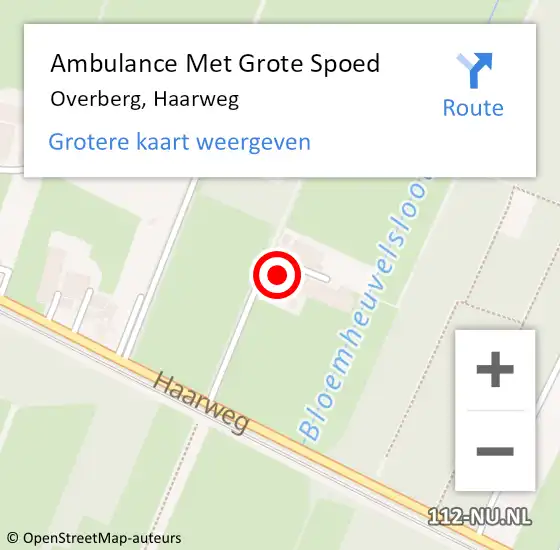 Locatie op kaart van de 112 melding: Ambulance Met Grote Spoed Naar Overberg, Haarweg op 27 februari 2017 12:50