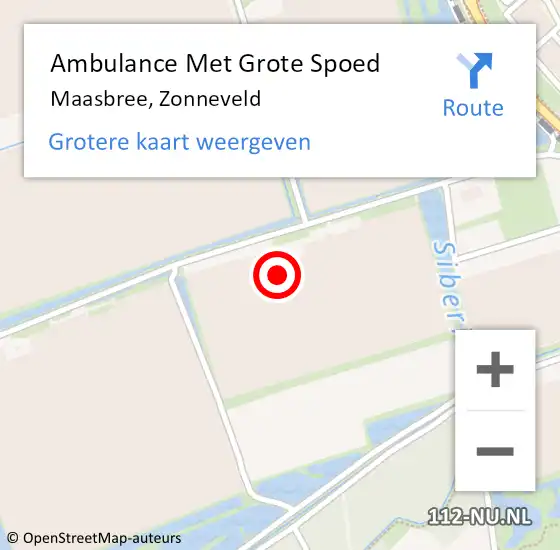 Locatie op kaart van de 112 melding: Ambulance Met Grote Spoed Naar Maasbree, Zonneveld op 27 februari 2017 13:41