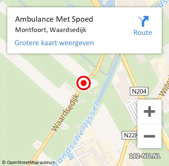 Locatie op kaart van de 112 melding: Ambulance Met Spoed Naar Montfoort, Waardsedijk op 27 februari 2017 13:42