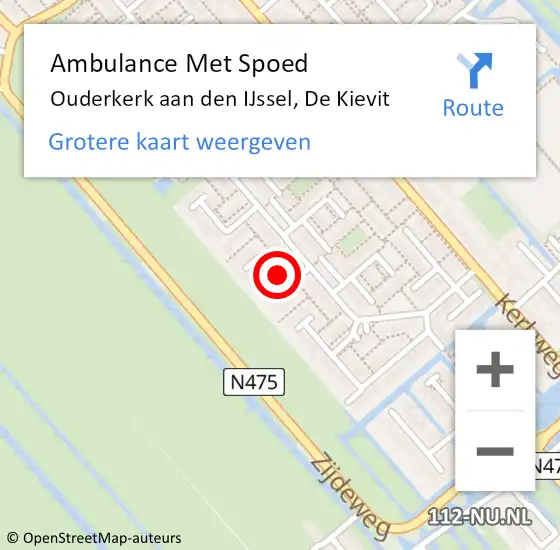 Locatie op kaart van de 112 melding: Ambulance Met Spoed Naar Ouderkerk aan den IJssel, De Kievit op 27 februari 2017 14:31