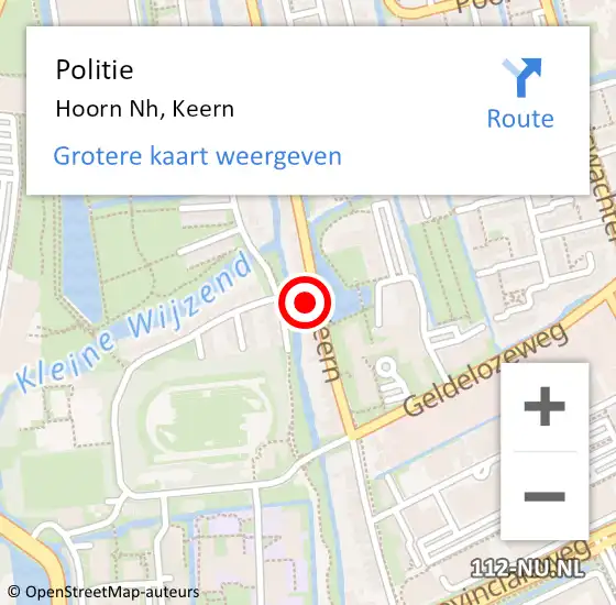 Locatie op kaart van de 112 melding: Politie Hoorn Nh, Keern op 27 februari 2017 14:33