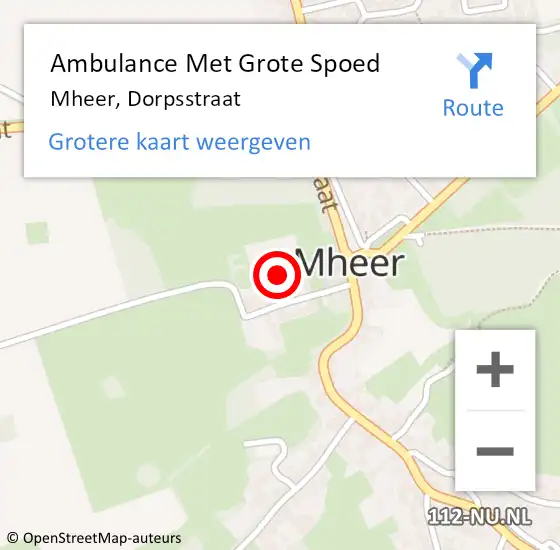 Locatie op kaart van de 112 melding: Ambulance Met Grote Spoed Naar Mheer, Dorpsstraat op 12 januari 2014 14:07