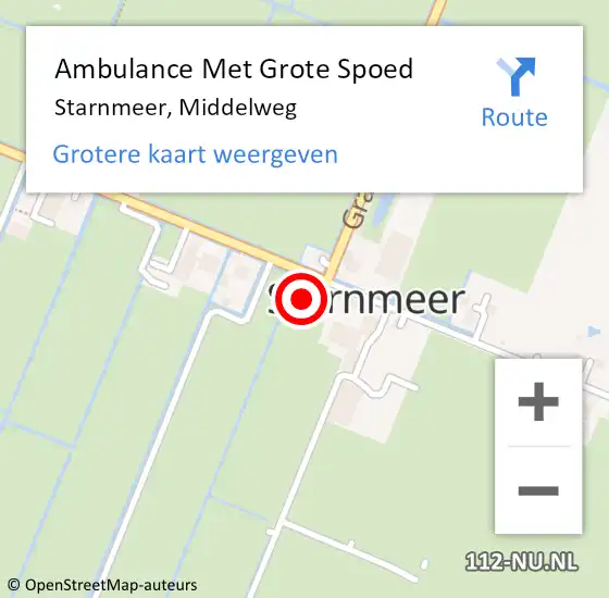 Locatie op kaart van de 112 melding: Ambulance Met Grote Spoed Naar Starnmeer, Middelweg op 27 februari 2017 14:56