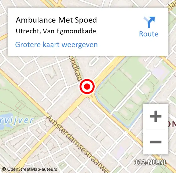 Locatie op kaart van de 112 melding: Ambulance Met Spoed Naar Utrecht, Van Egmondkade op 27 februari 2017 15:39