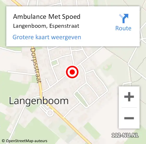 Locatie op kaart van de 112 melding: Ambulance Met Spoed Naar Langenboom, Espenstraat op 27 februari 2017 15:45