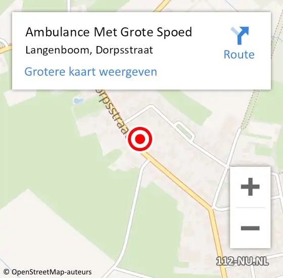 Locatie op kaart van de 112 melding: Ambulance Met Grote Spoed Naar Langenboom, Dorpsstraat op 27 februari 2017 15:56