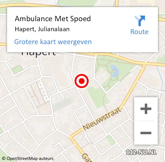 Locatie op kaart van de 112 melding: Ambulance Met Spoed Naar Hapert, Julianalaan op 27 februari 2017 16:56