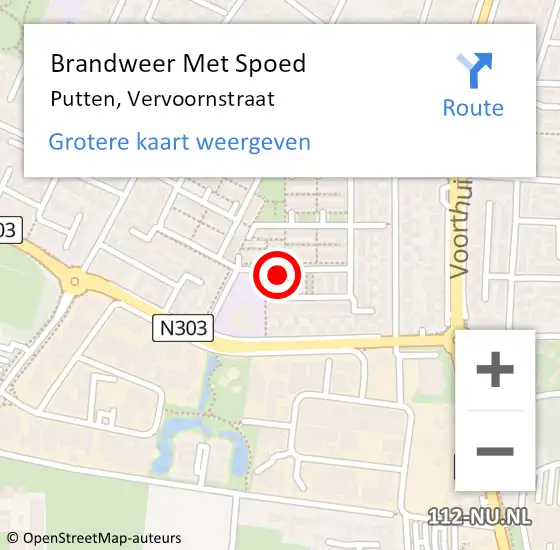 Locatie op kaart van de 112 melding: Brandweer Met Spoed Naar Putten, Vervoornstraat op 27 februari 2017 17:02