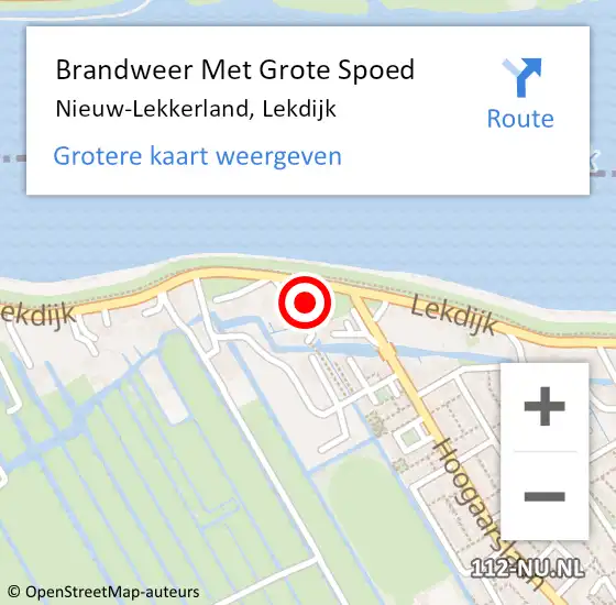 Locatie op kaart van de 112 melding: Brandweer Met Grote Spoed Naar Nieuw-Lekkerland, Lekdijk op 27 februari 2017 17:09