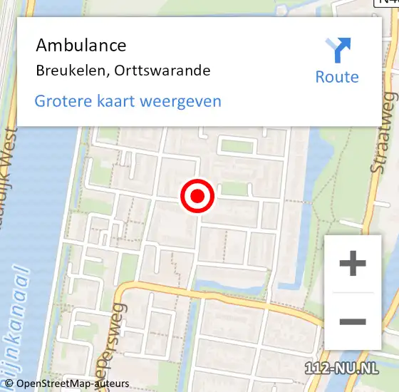 Locatie op kaart van de 112 melding: Ambulance Breukelen, Orttswarande op 27 februari 2017 17:24