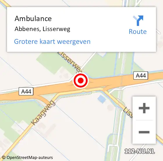 Locatie op kaart van de 112 melding: Ambulance Abbenes, Lisserweg op 27 februari 2017 17:45