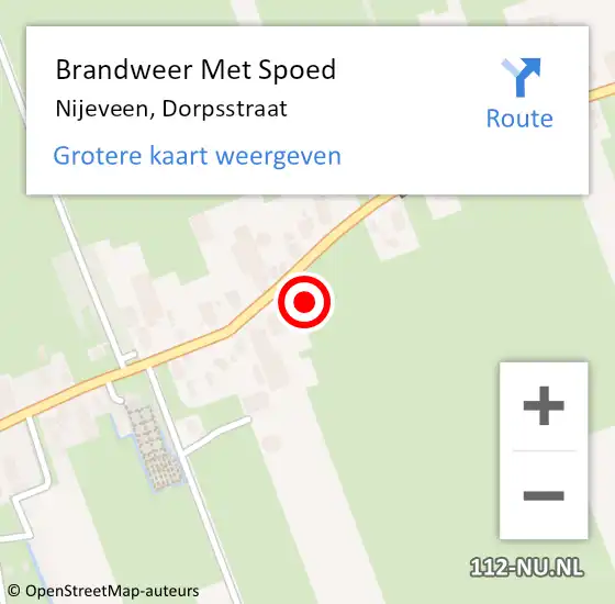 Locatie op kaart van de 112 melding: Brandweer Met Spoed Naar Nijeveen, Dorpsstraat op 27 februari 2017 18:32