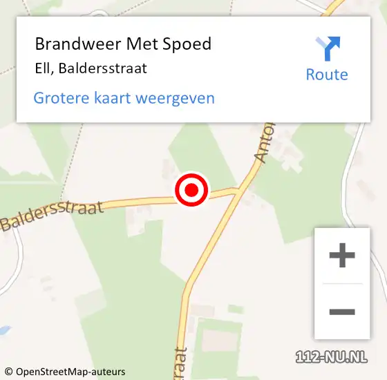 Locatie op kaart van de 112 melding: Brandweer Met Spoed Naar Ell, Baldersstraat op 27 februari 2017 18:53