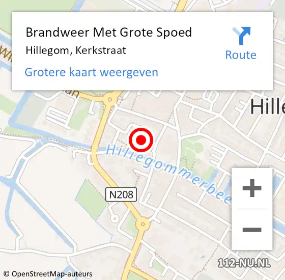 Locatie op kaart van de 112 melding: Brandweer Met Grote Spoed Naar Hillegom, Kerkstraat op 27 februari 2017 19:09