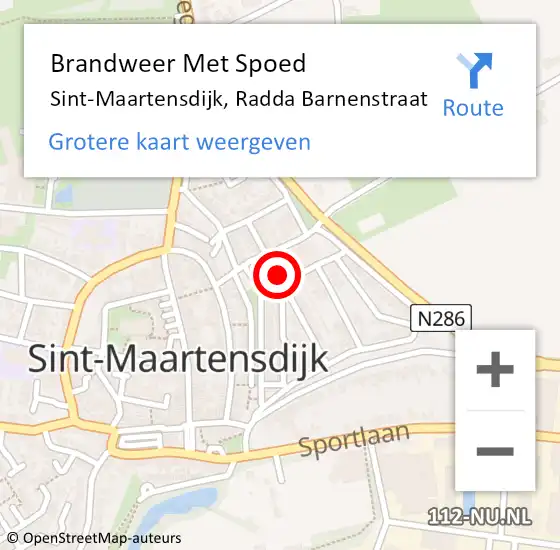 Locatie op kaart van de 112 melding: Brandweer Met Spoed Naar Sint-Maartensdijk, Radda Barnenstraat op 27 februari 2017 19:14