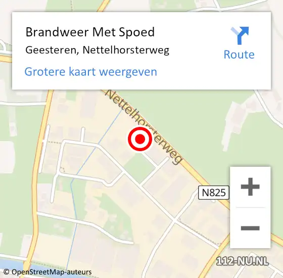 Locatie op kaart van de 112 melding: Brandweer Met Spoed Naar Geesteren, Nettelhorsterweg op 27 februari 2017 19:31