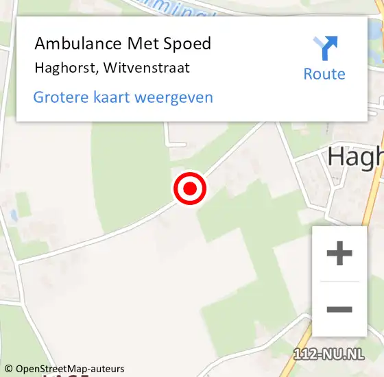 Locatie op kaart van de 112 melding: Ambulance Met Spoed Naar Haghorst, Witvenstraat op 27 februari 2017 20:57