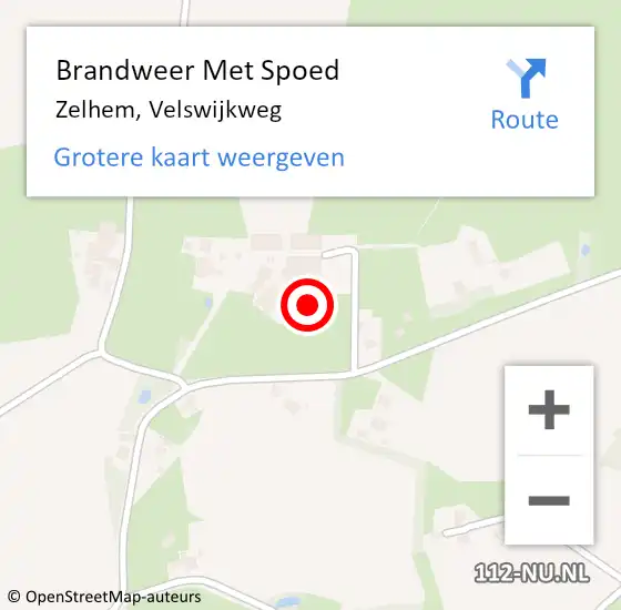 Locatie op kaart van de 112 melding: Brandweer Met Spoed Naar Zelhem, Velswijkweg op 27 februari 2017 21:24