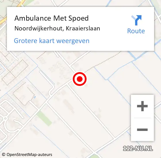 Locatie op kaart van de 112 melding: Ambulance Met Spoed Naar Noordwijkerhout, Kraaierslaan op 27 februari 2017 21:36