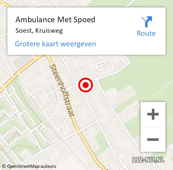 Locatie op kaart van de 112 melding: Ambulance Met Spoed Naar Soest, Kruisweg op 12 januari 2014 15:02