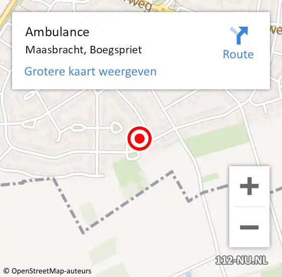 Locatie op kaart van de 112 melding: Ambulance Maasbracht, Boegspriet op 27 februari 2017 22:14