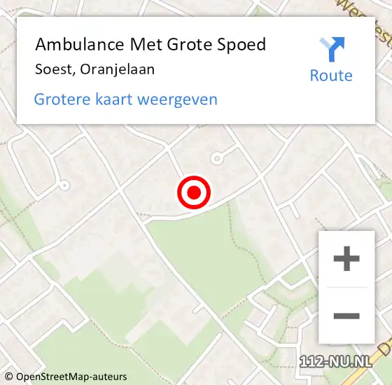 Locatie op kaart van de 112 melding: Ambulance Met Grote Spoed Naar Soest, Oranjelaan op 27 februari 2017 22:44