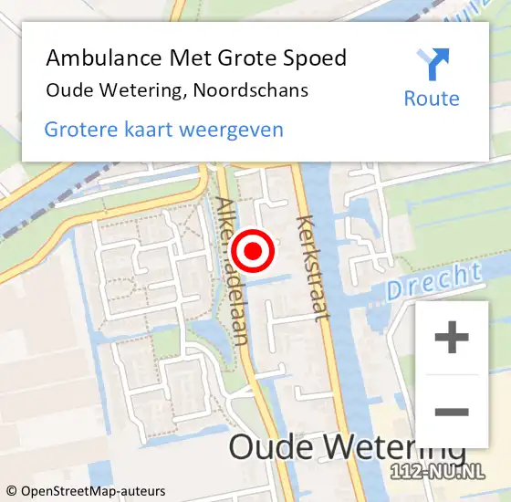 Locatie op kaart van de 112 melding: Ambulance Met Grote Spoed Naar Oude Wetering, Noordschans op 27 februari 2017 22:59