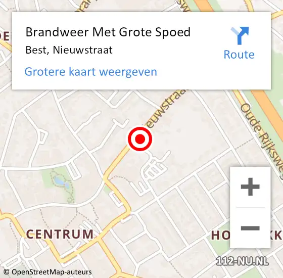 Locatie op kaart van de 112 melding: Brandweer Met Grote Spoed Naar Best, Nieuwstraat op 27 februari 2017 23:12