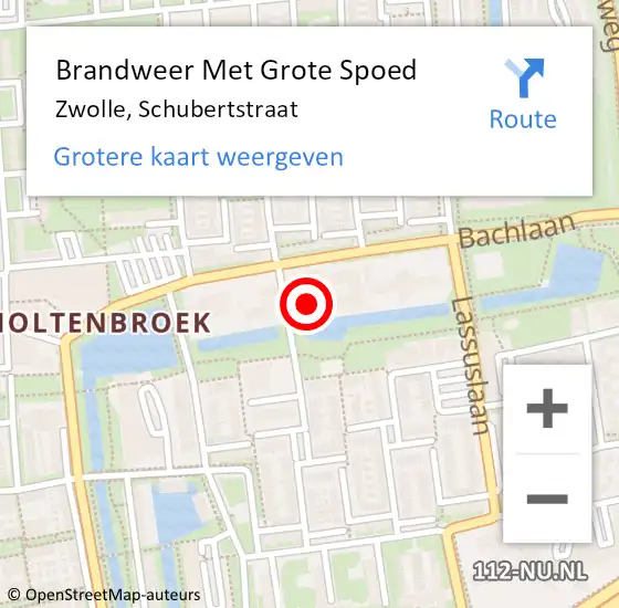 Locatie op kaart van de 112 melding: Brandweer Met Grote Spoed Naar Zwolle, Schubertstraat op 27 februari 2017 23:30