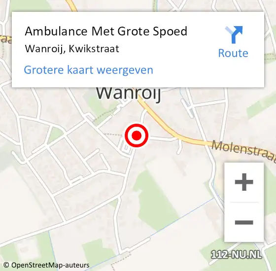 Locatie op kaart van de 112 melding: Ambulance Met Grote Spoed Naar Wanroij, Kwikstraat op 27 februari 2017 23:31