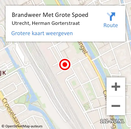 Locatie op kaart van de 112 melding: Brandweer Met Grote Spoed Naar Utrecht, Herman Gorterstraat op 28 februari 2017 00:00